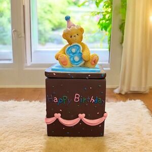 Enesco Cherished Teddies Age 8 Eighth Birthday Trinket Covered Box  796131